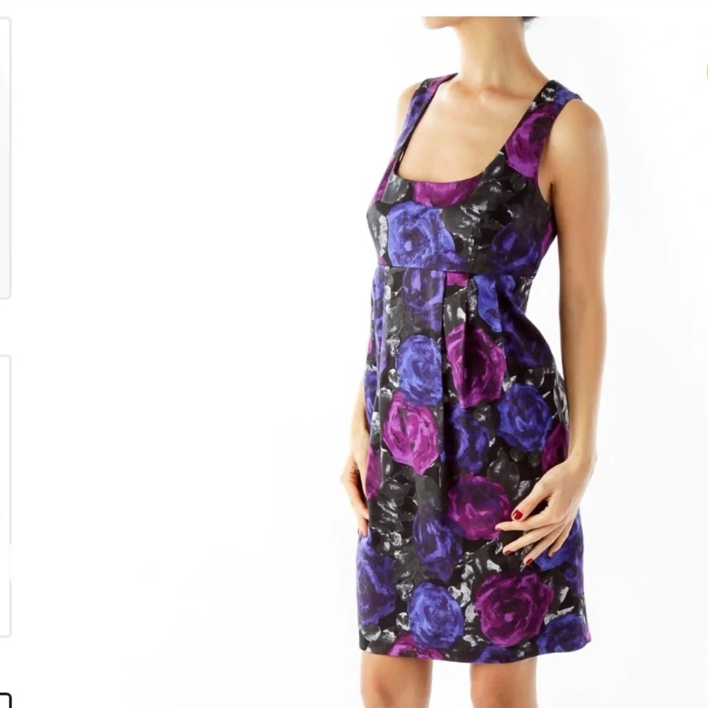 Michael Kors Dress Purple Floral Shift Mini Spring Wedding Garden Prom Size 2